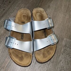 Birkenstock Arizona Silver Buckle Sandals size 40